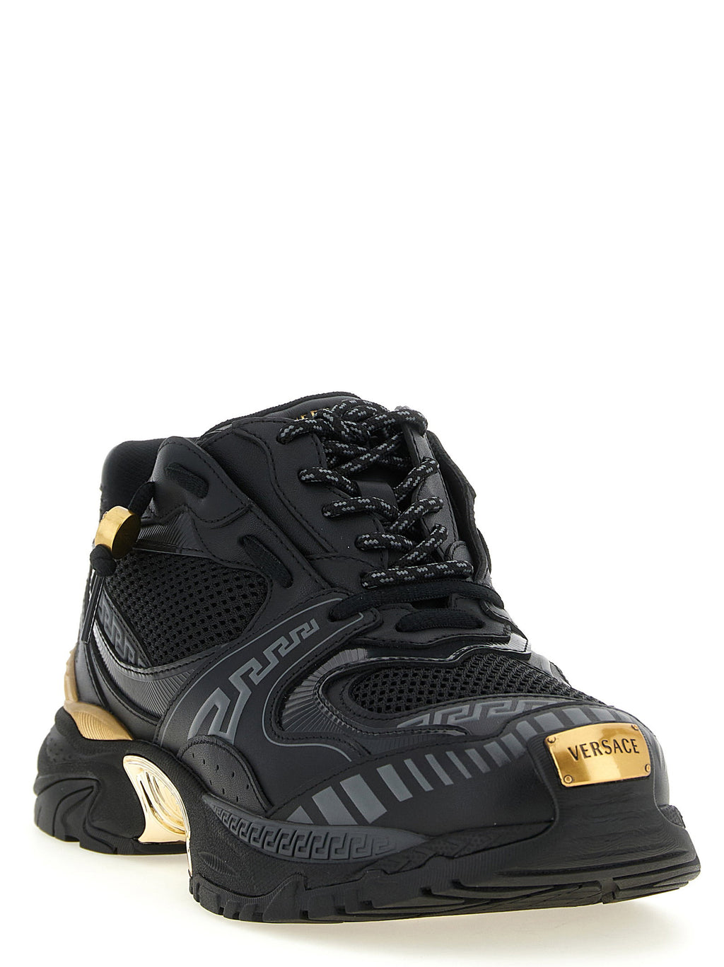 Versace Mesh And Leather Sneakers
