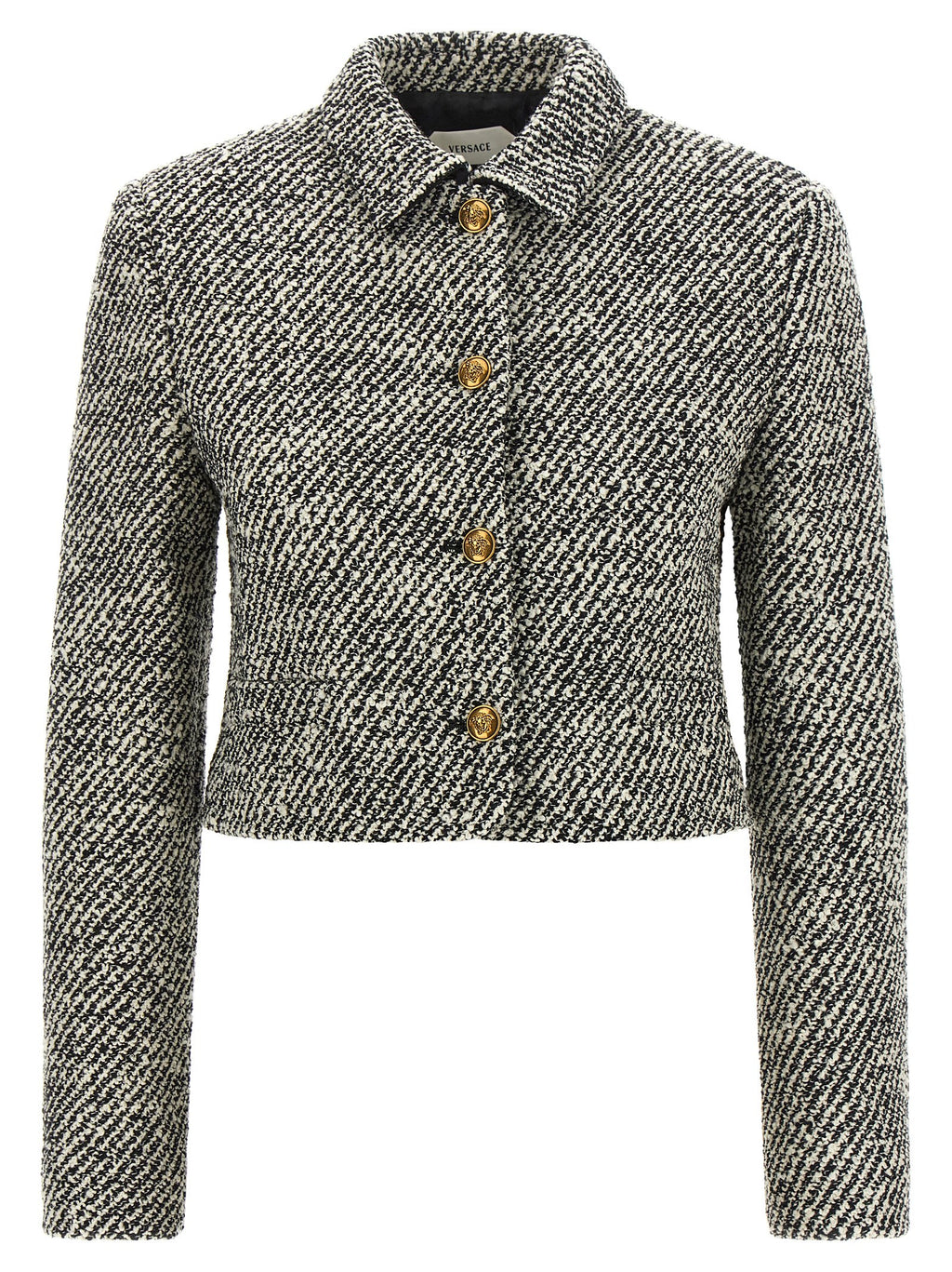 Versace Bouclé Wool Blend Blouson Jacket