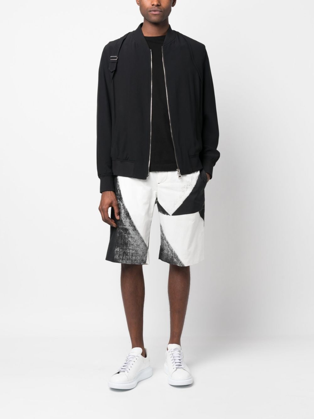 Alexander McQueen abstract-print cotton bermuda shorts