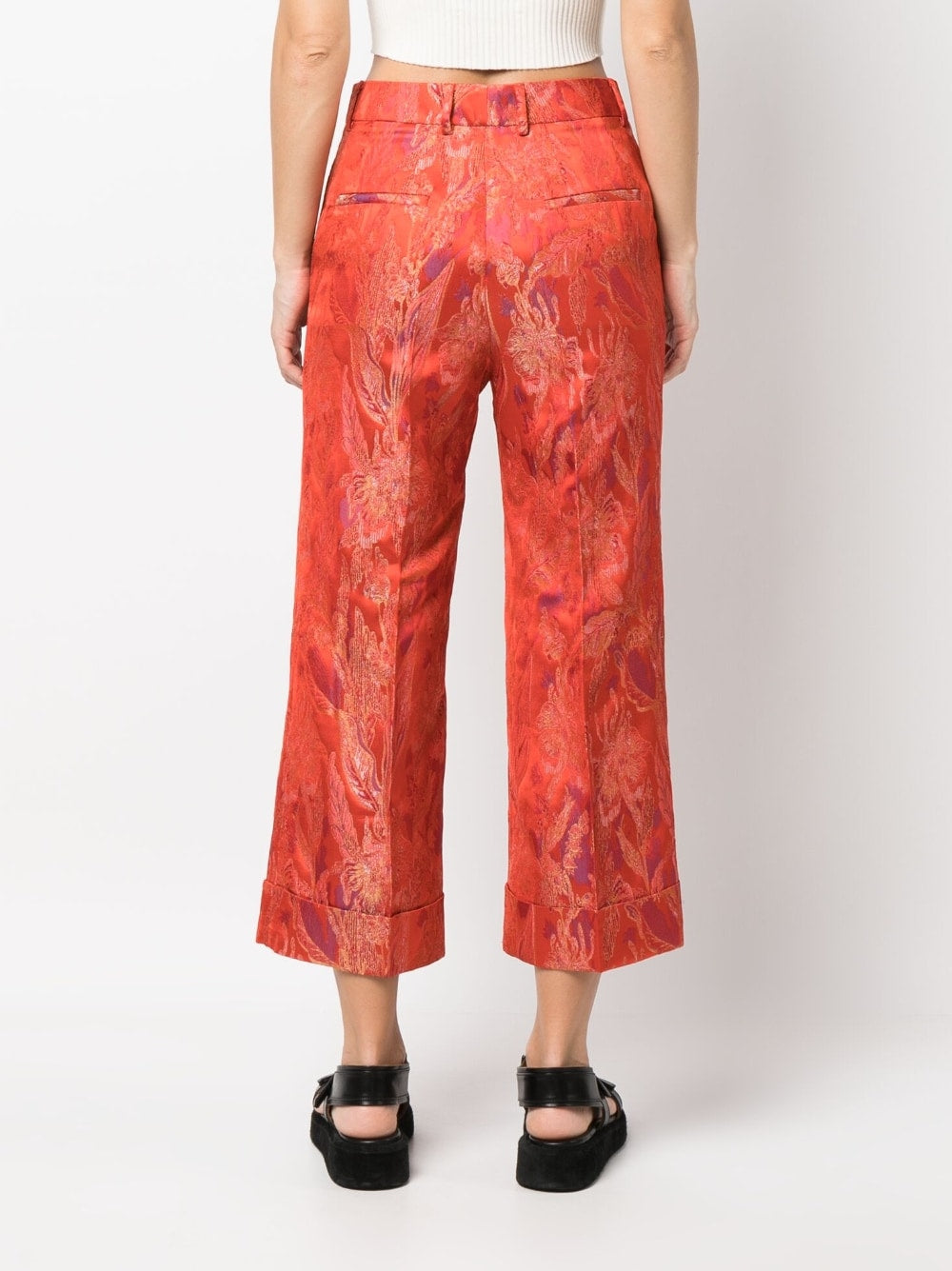 Alberto Biani Floral print jacquard trousers