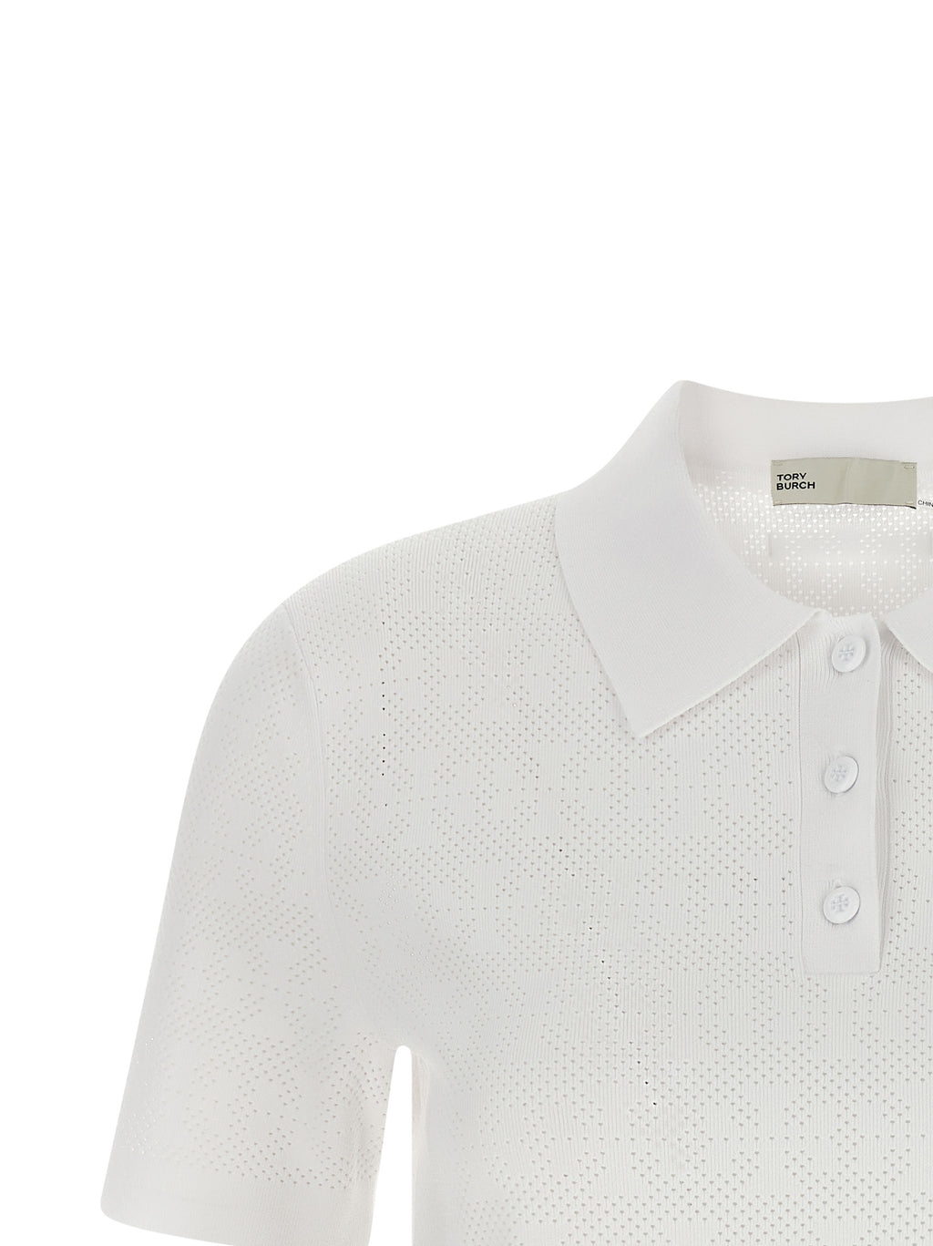 Tory Burch Pointelle Viscose Polo Shirt