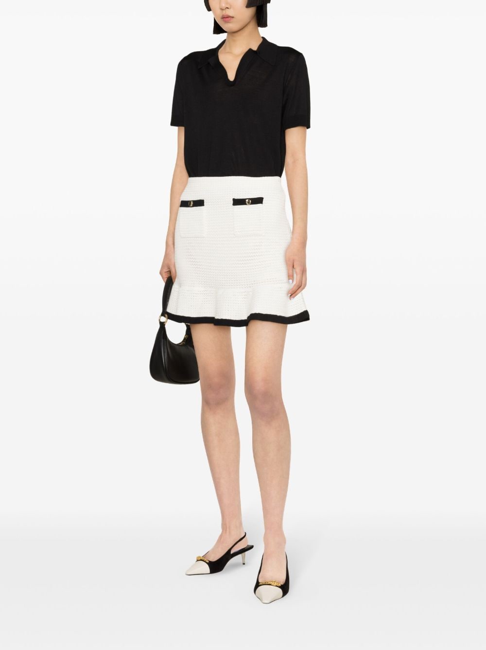 Self-Portrait Sequinned crochet miniskirt