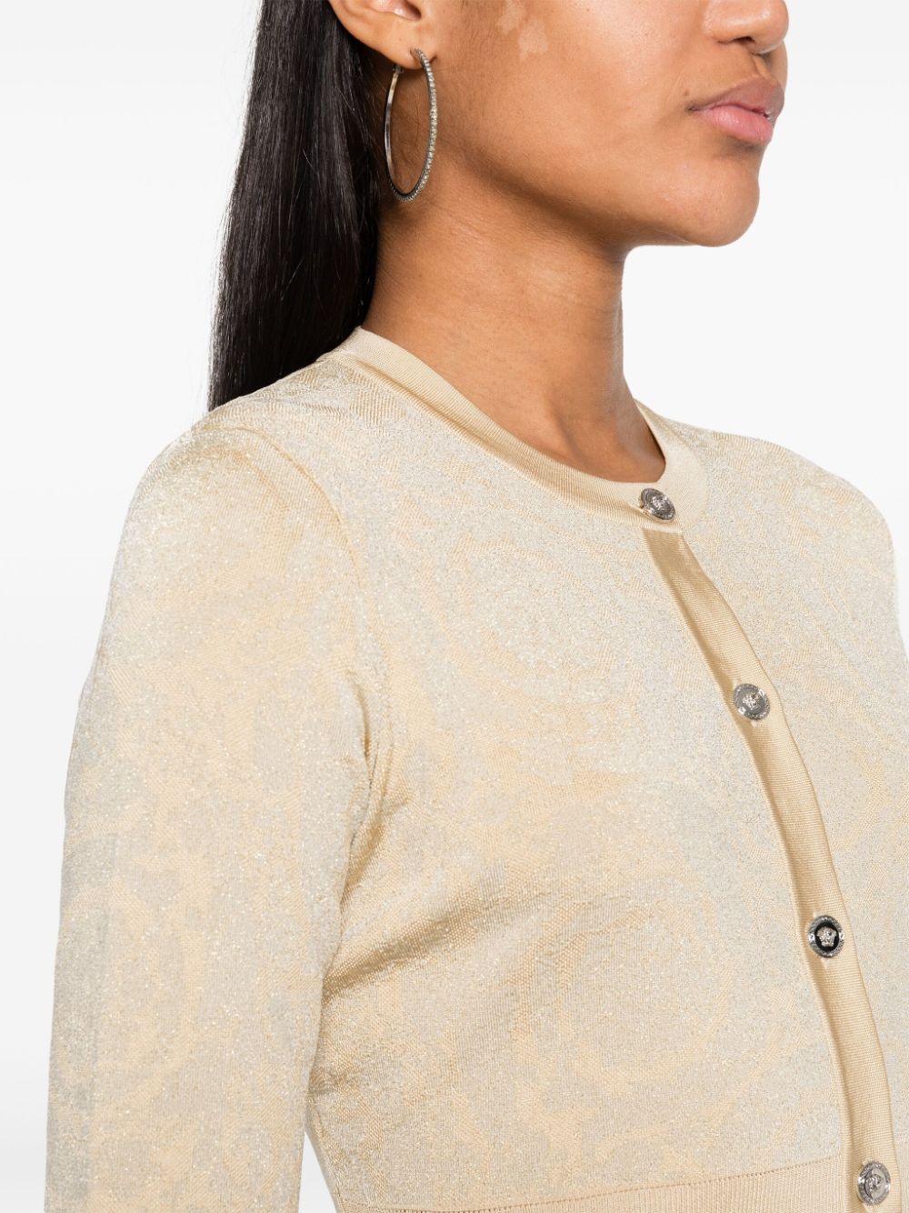 Versace Barocco lurex cropped cardigan