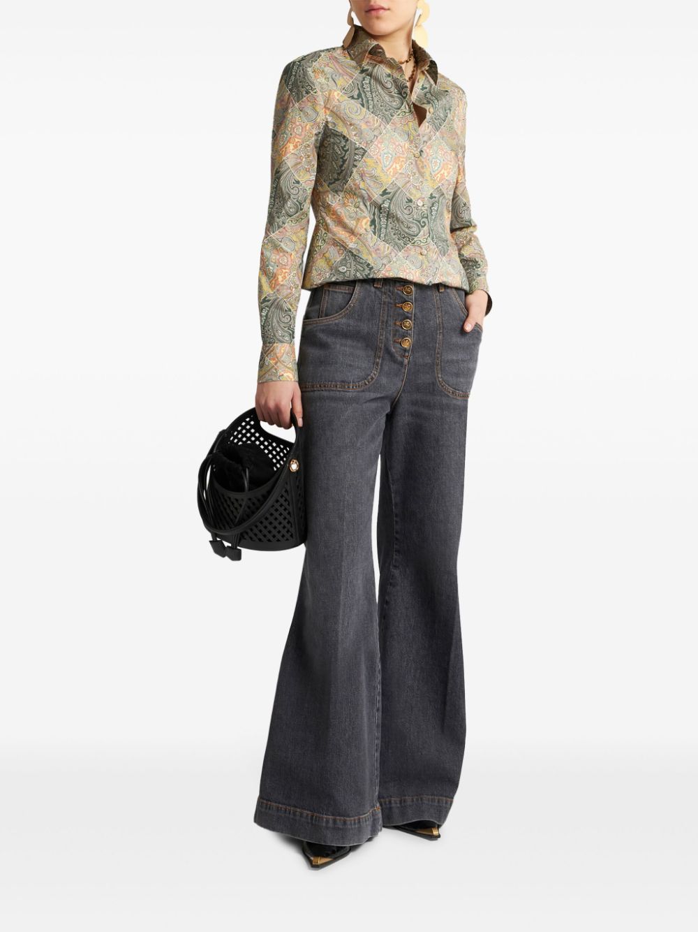 Etro Patchwork-print poplin shirt