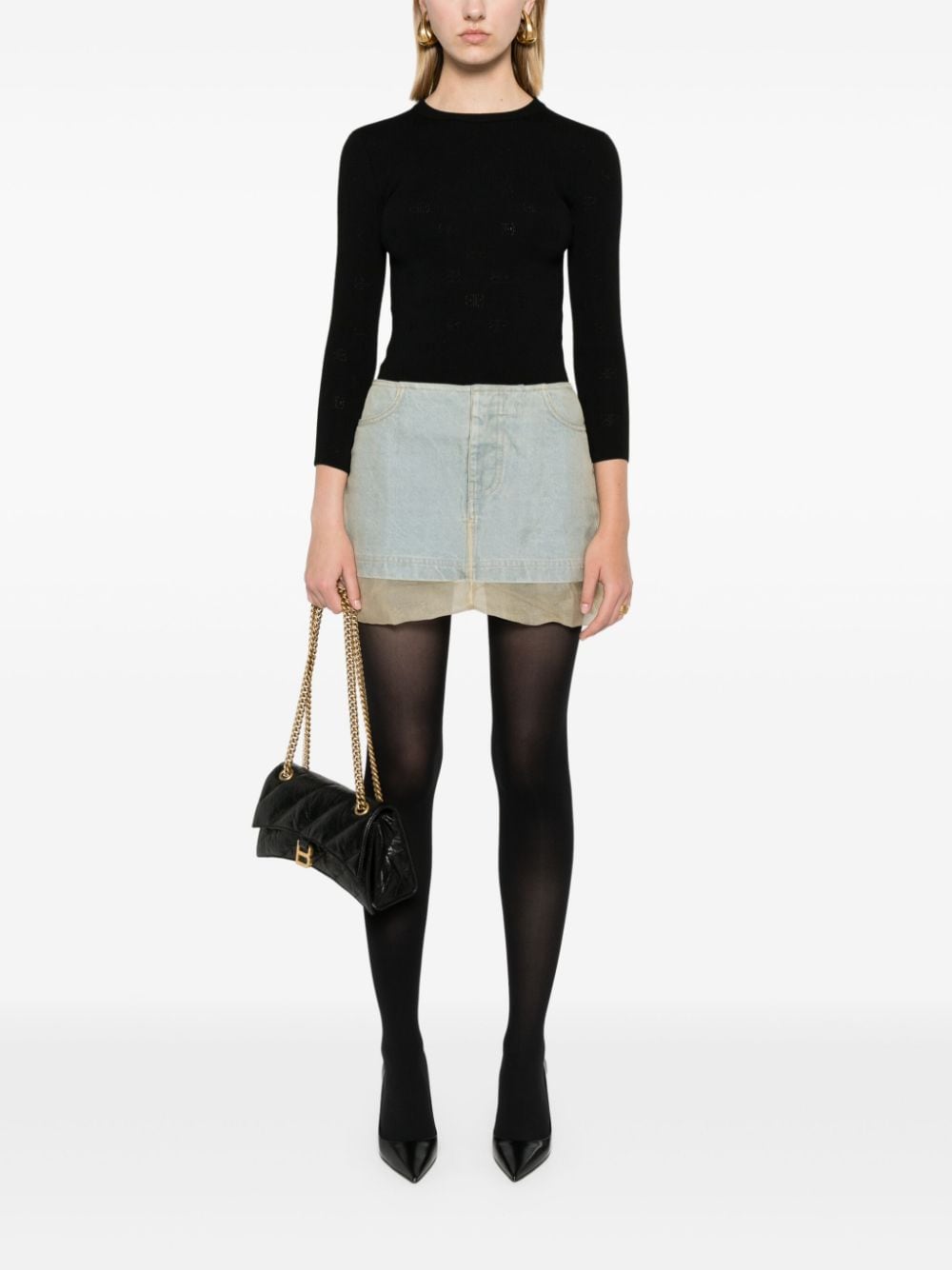 Balenciaga BB-pattern open-knit jumper