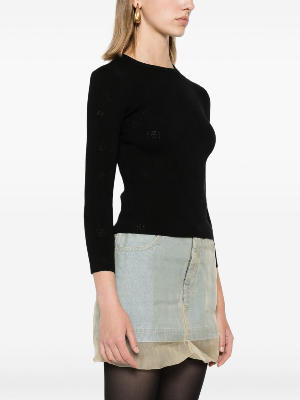 Balenciaga BB-pattern open-knit jumper