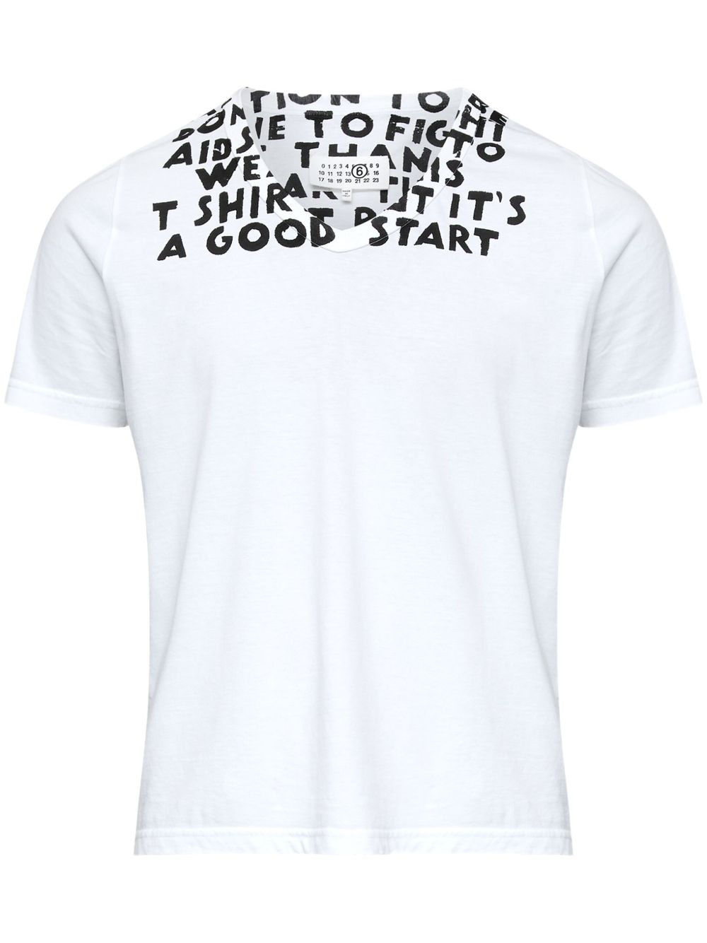 MM6 Maison Margiela V-neck short sleeves straight hem Printed cotton t-shirt