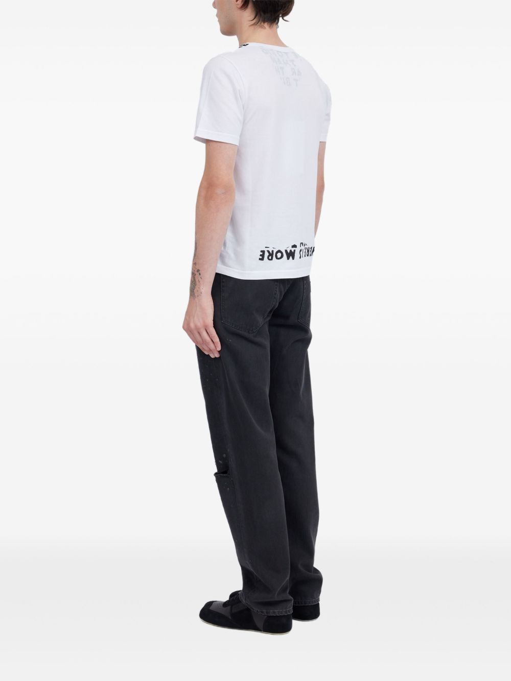 MM6 Maison Margiela V-neck short sleeves straight hem Printed cotton t-shirt