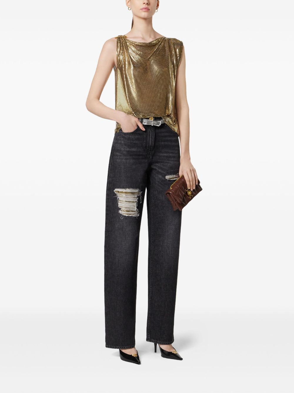 Versace Metal Mesh Regular-Fit Jeans