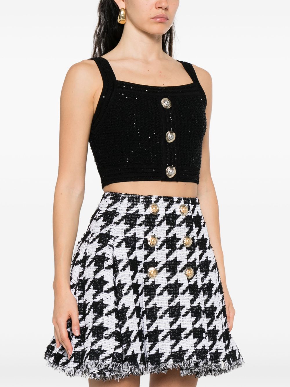 Balmain Black Sleeveless Tops