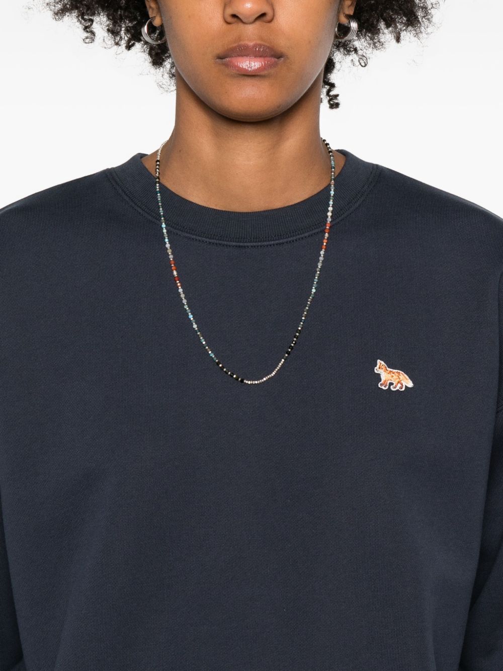 Maison Kitsuné Fox-embroidered cotton sweatshirt