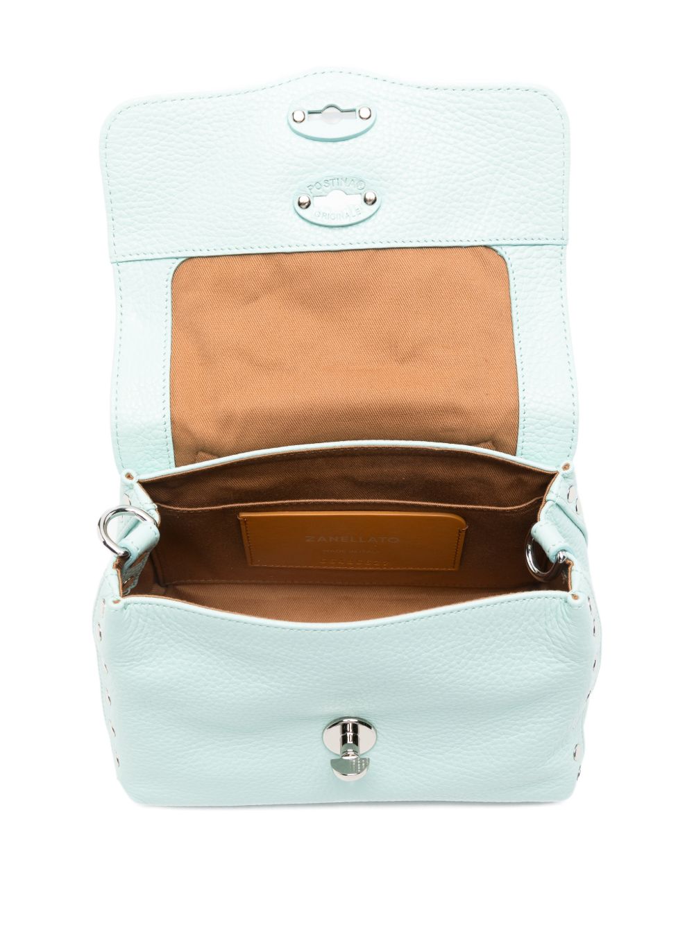 Zanellato Postina® Baby Bag In Hammered Leather Blue Celentano