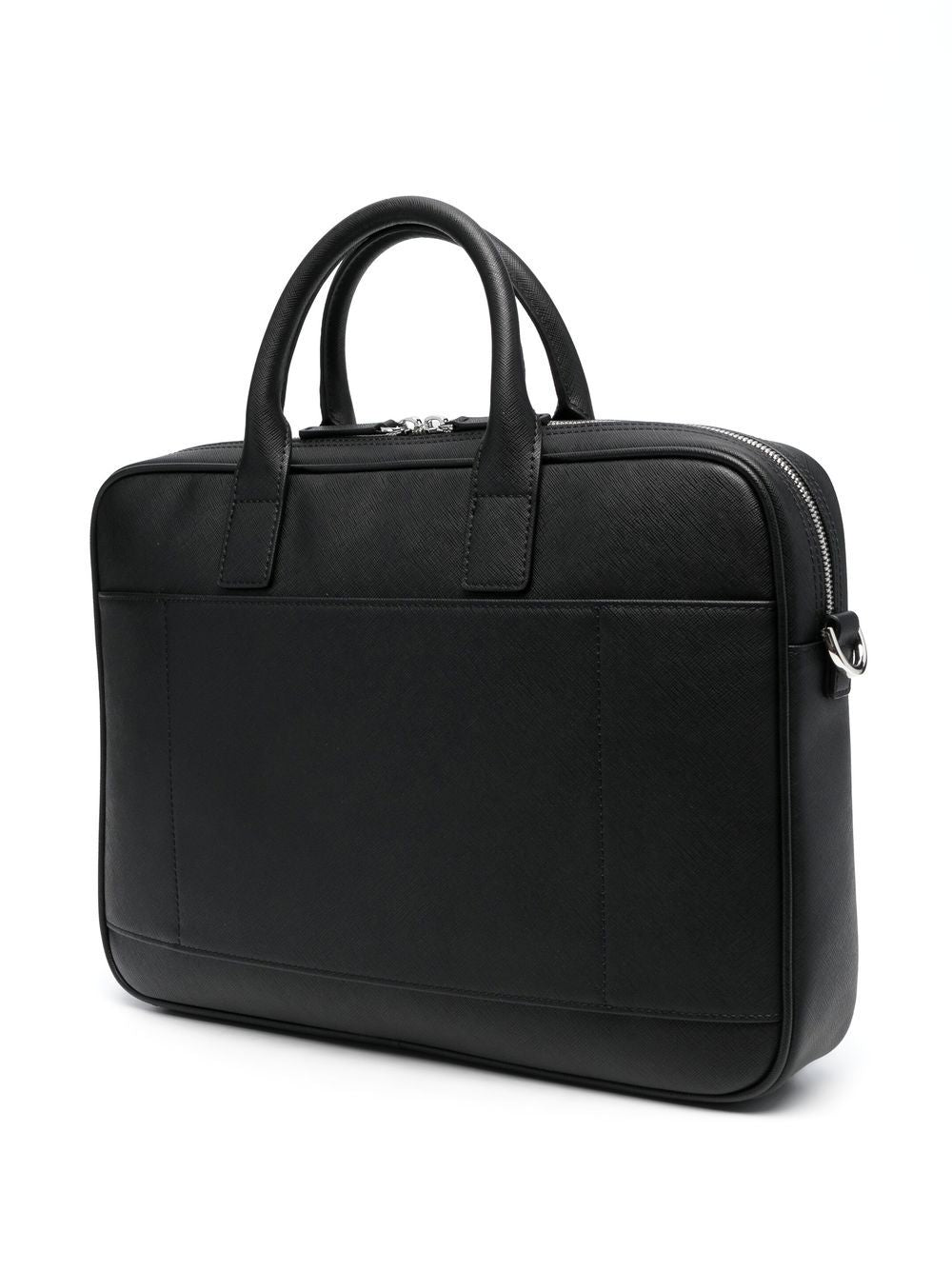 Emporio Armani Asv Regenerated Saffiano Leather Business Bag With Eagle Plate