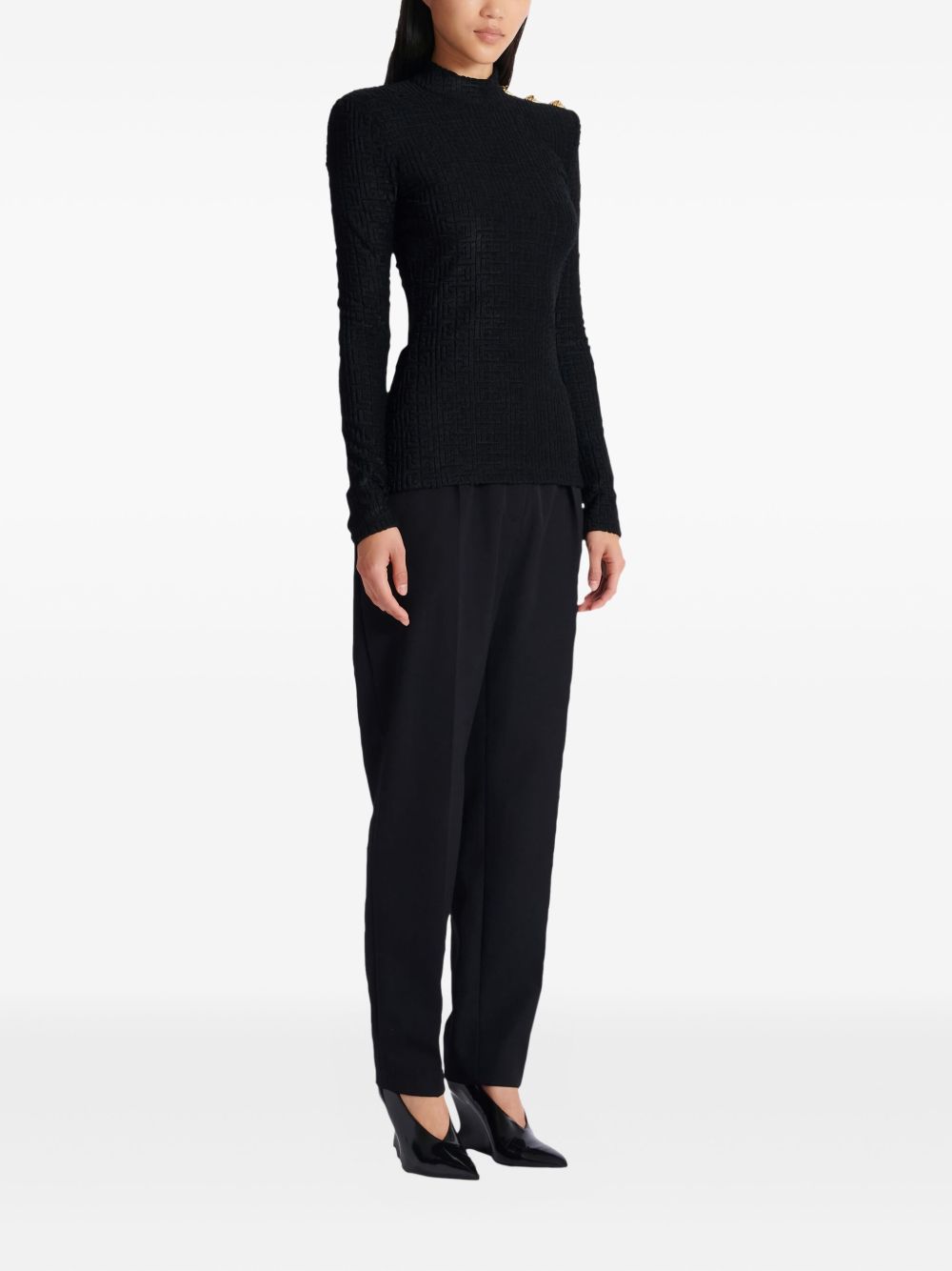 Balmain monogram high-neck top