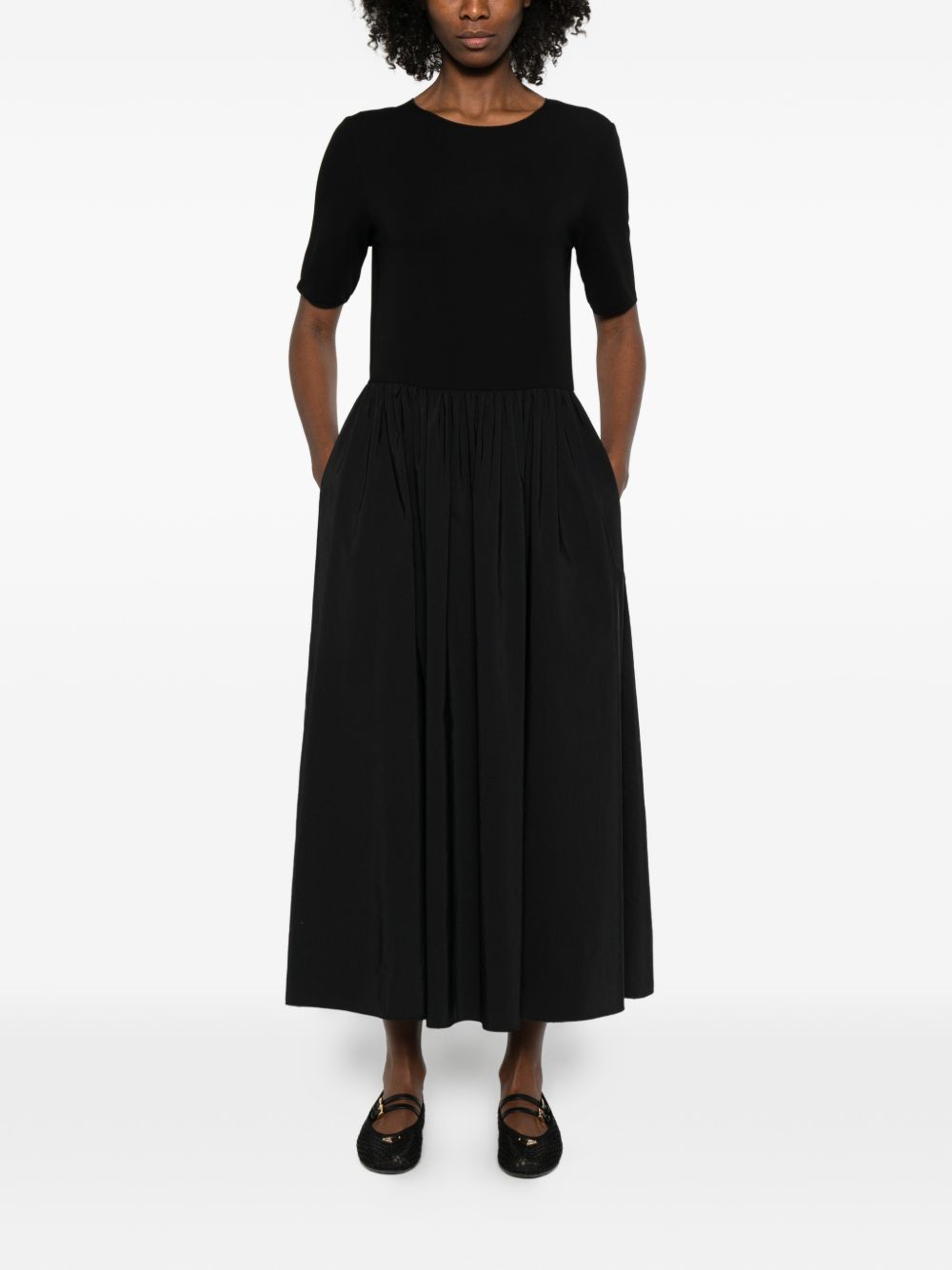 Emporio Armani A-line skirt short sleeves round neck Midi dress