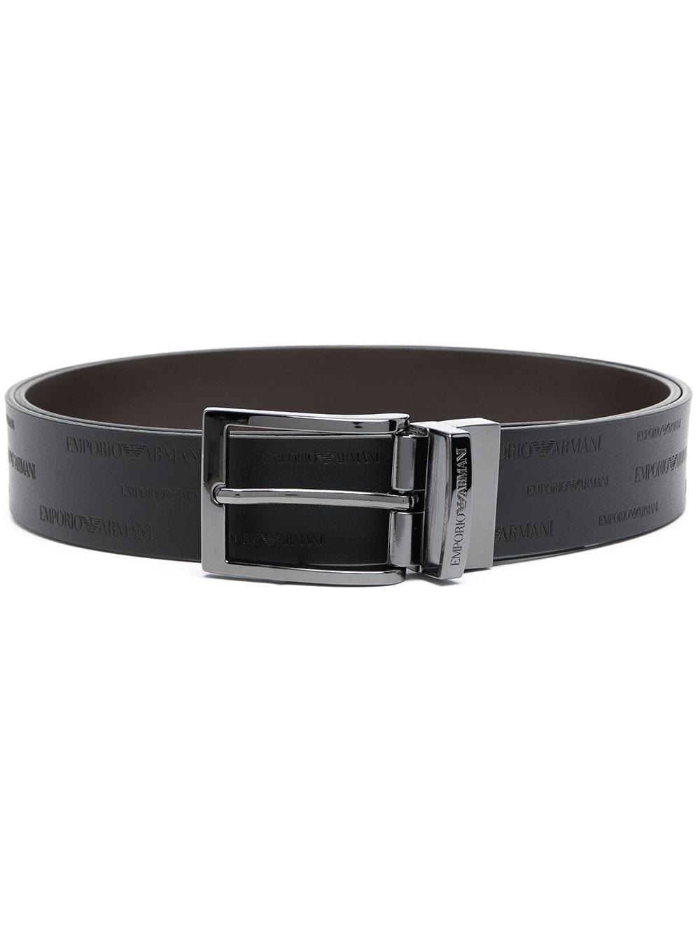 Emporio Armani Exclusive Reversible Leather Belt With All-Over Embossed Lettering