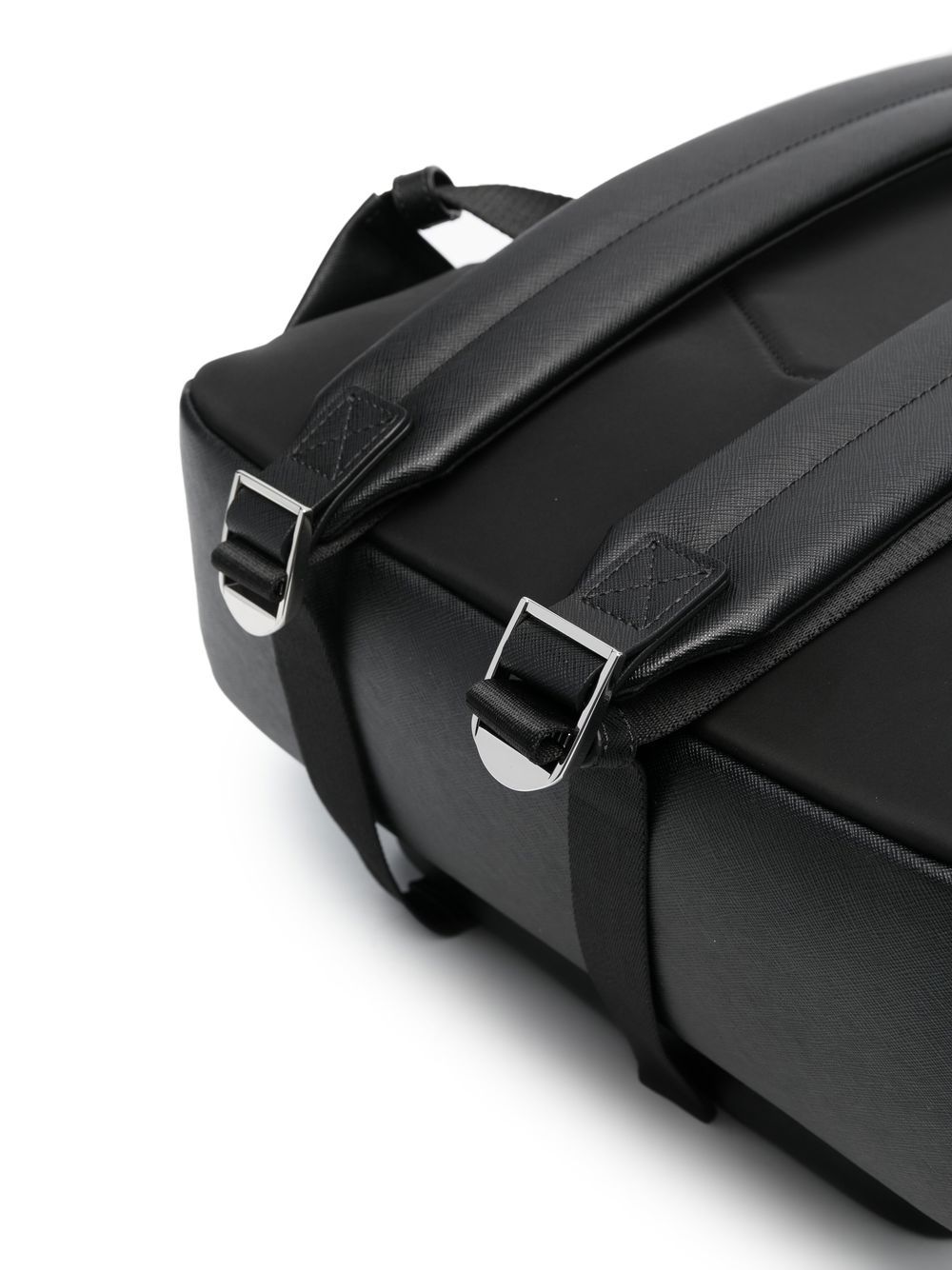 Emporio Armani Asv Regenerated Saffiano Leather Round Backpack With Eagle Plate