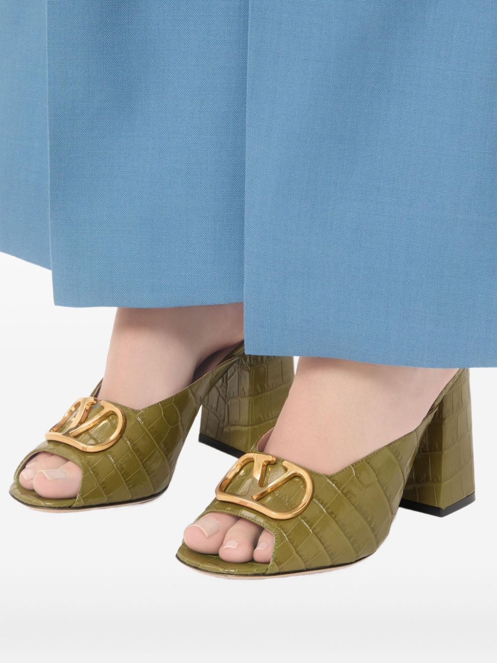 Valentino Garavani VLogo Signature Slide Sandal In Printed Calfskin 95MM