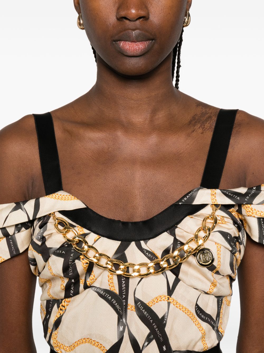 Elisabetta Franchi Printed cotton midi dress