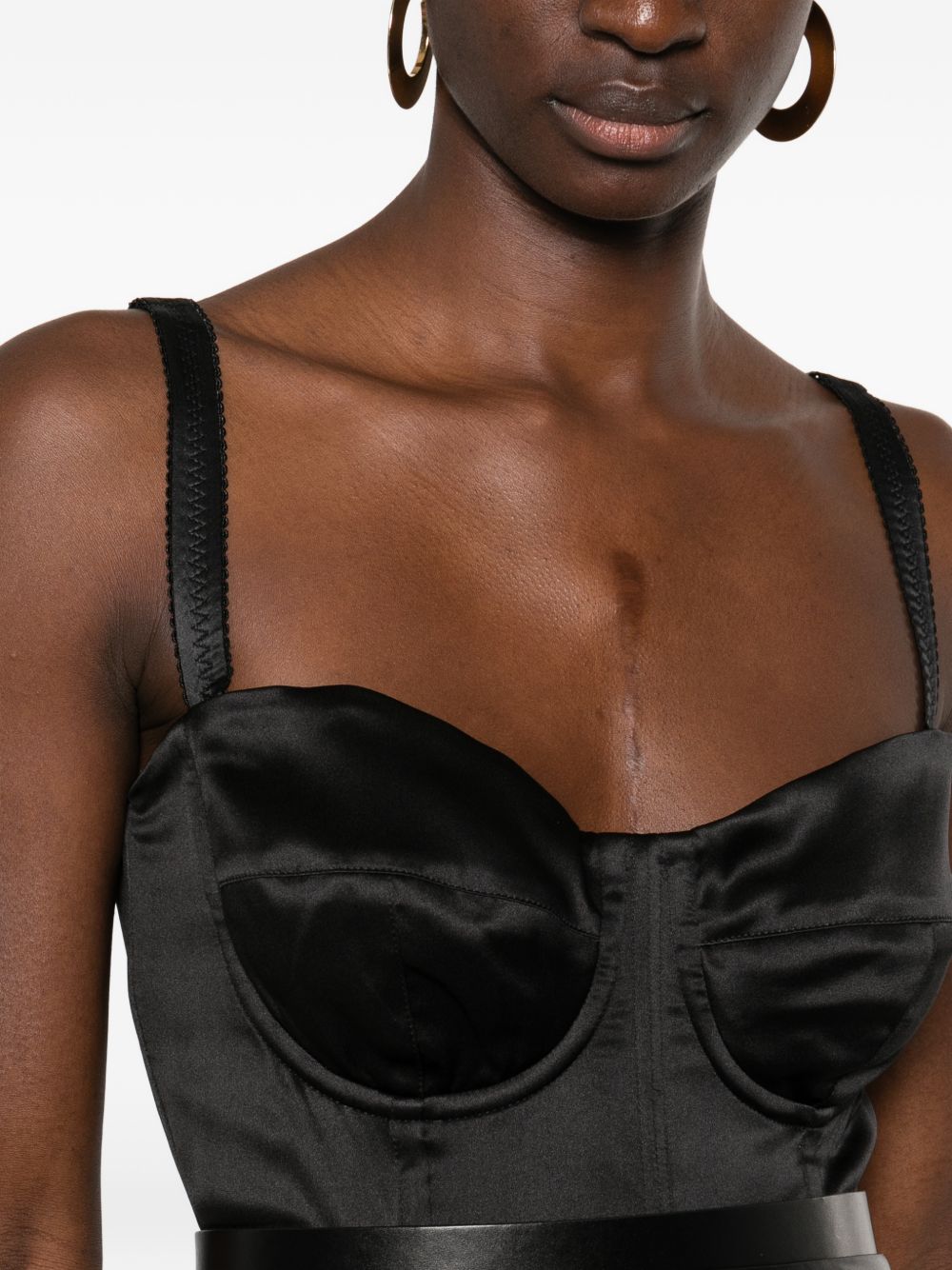 Dolce & Gabbana-black satin bustier midi dress