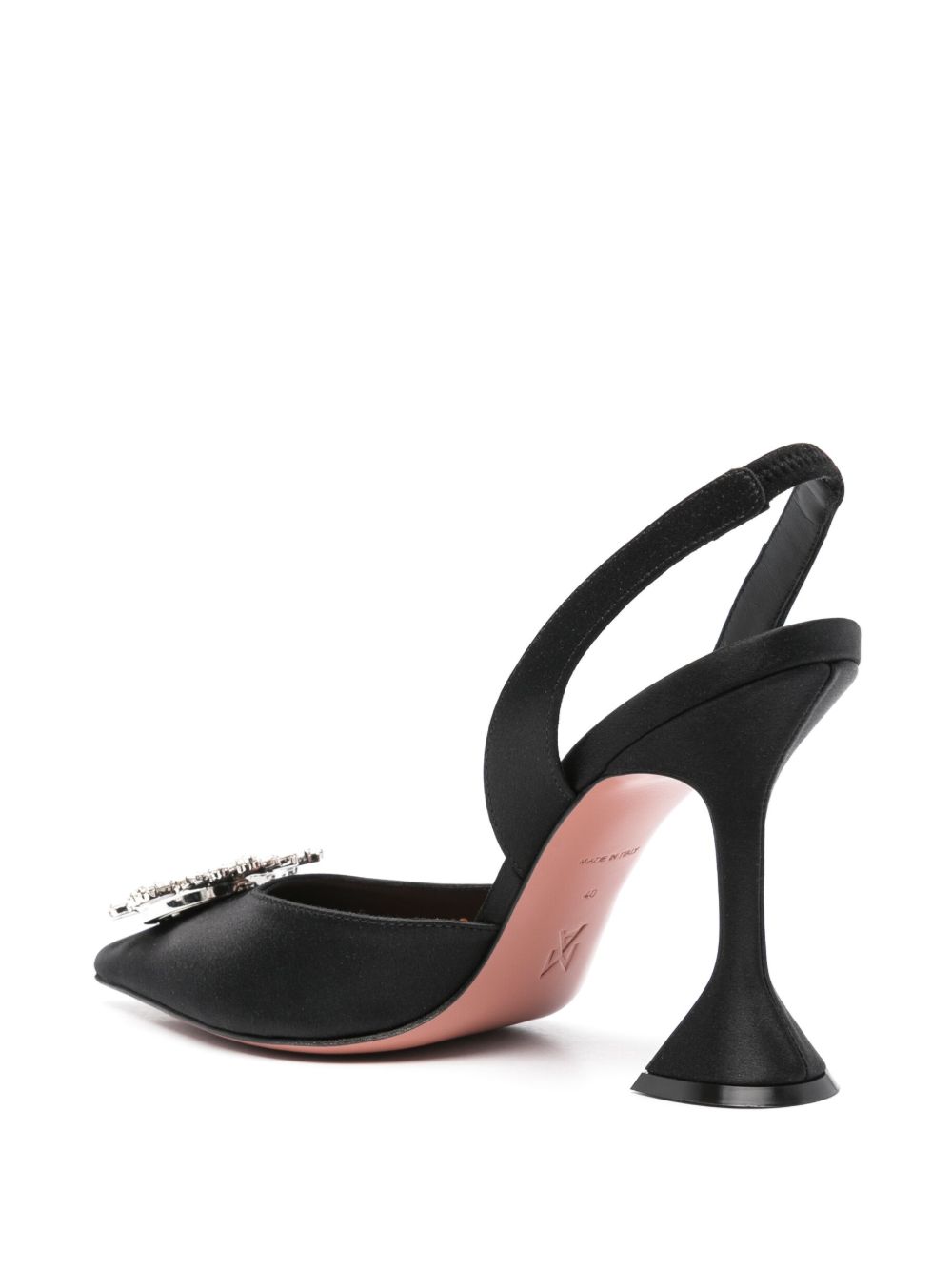 Amina Muaddi Begum Sling 95 Black Satin