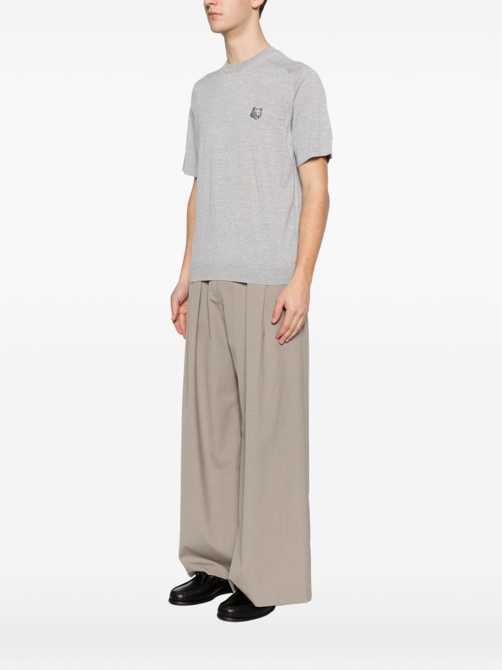 Maison Kitsuné Fox head fine merino short sleeve jumper
