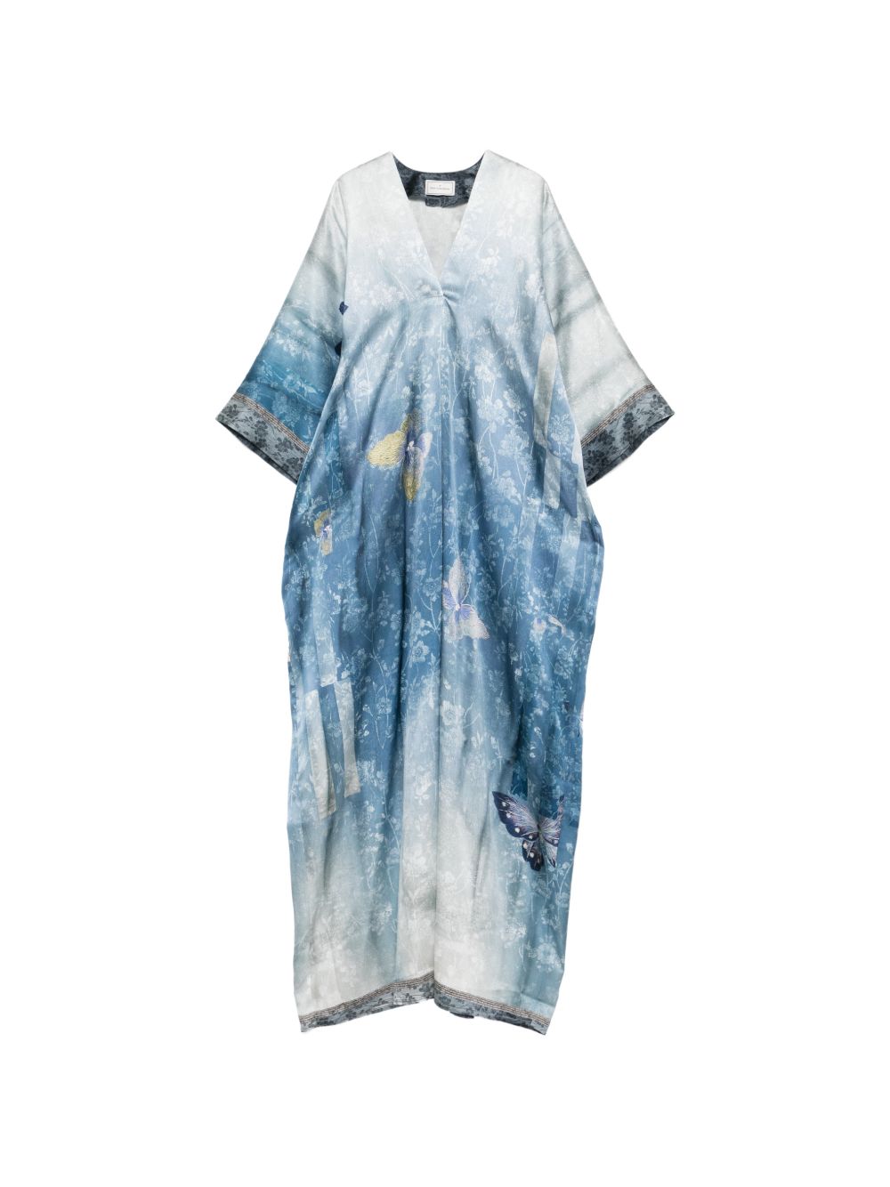 Pierre Louis Mascia V-neck, short sleeves, printed Pritned silk dress