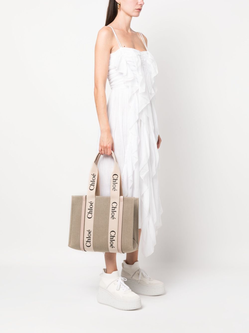 Chloé Chloe Woody Small Linen Tote