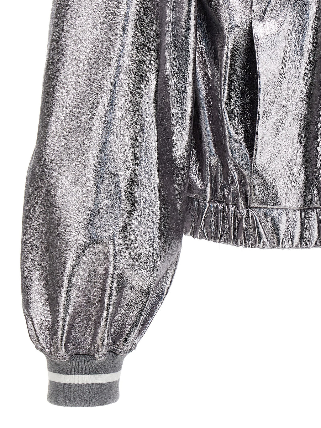 Brunello Cucinelli Laminated Leather Bomber Jacket