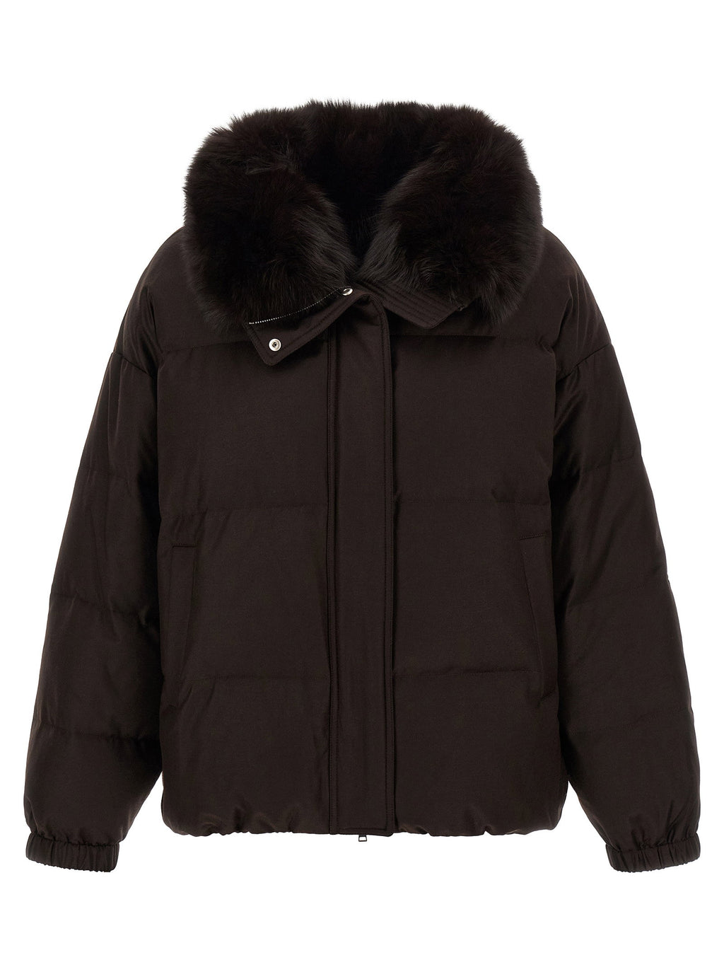 Yves Salomon Flannel Down Jacket With Mittens