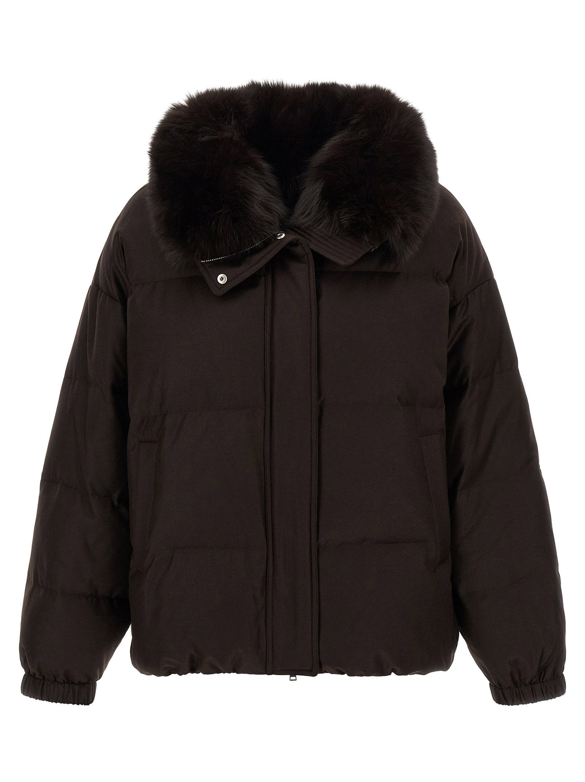 Yves Salomon Flannel Down Jacket With Mittens
