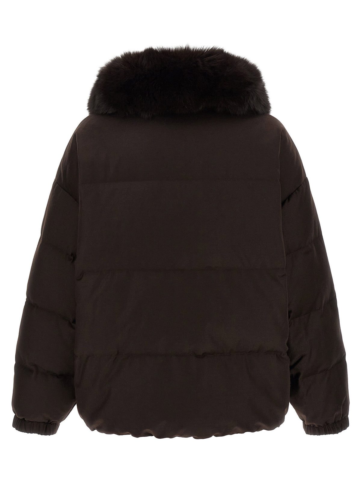 Yves Salomon Flannel Down Jacket With Mittens