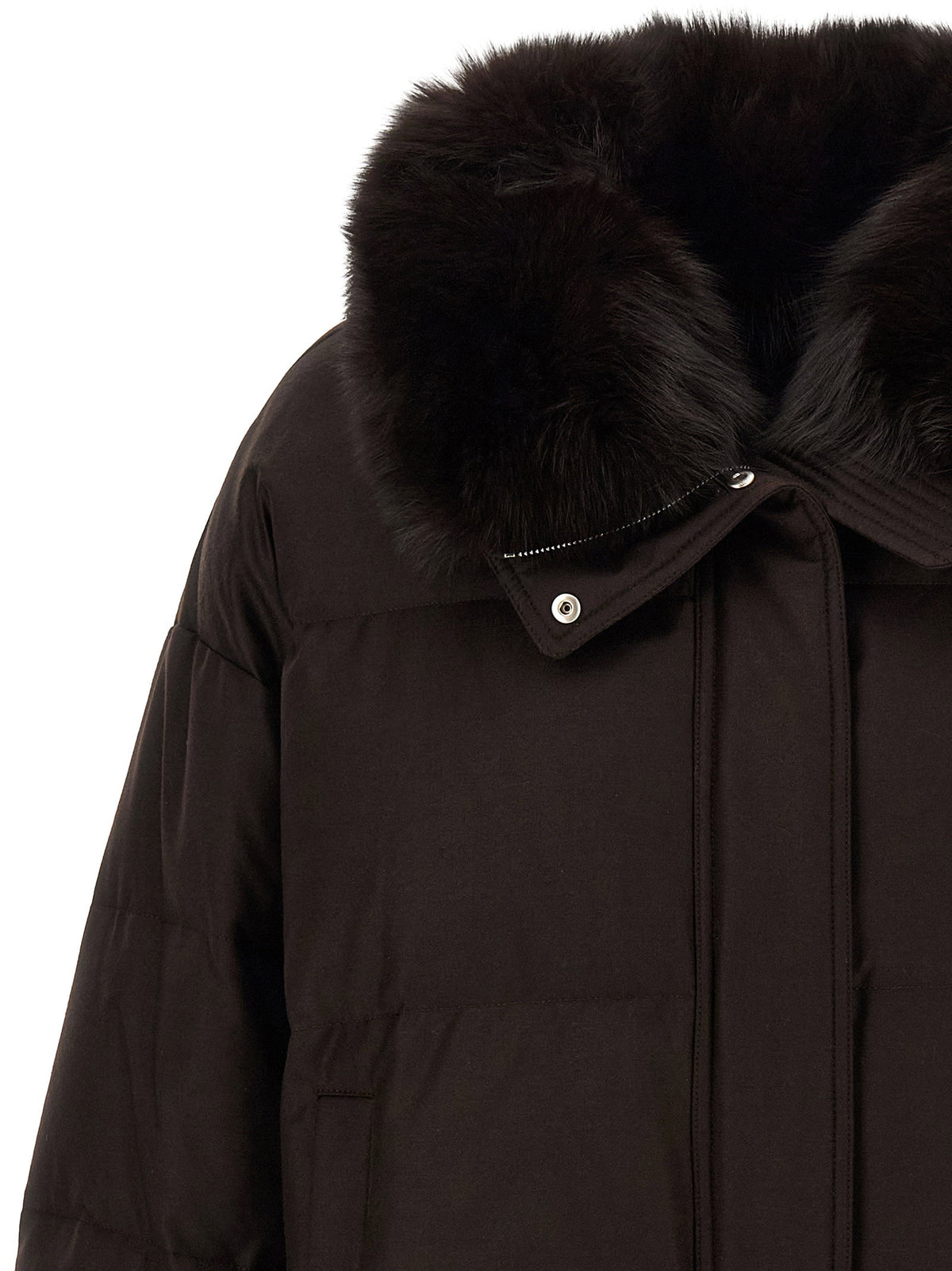 Yves Salomon Flannel Down Jacket With Mittens