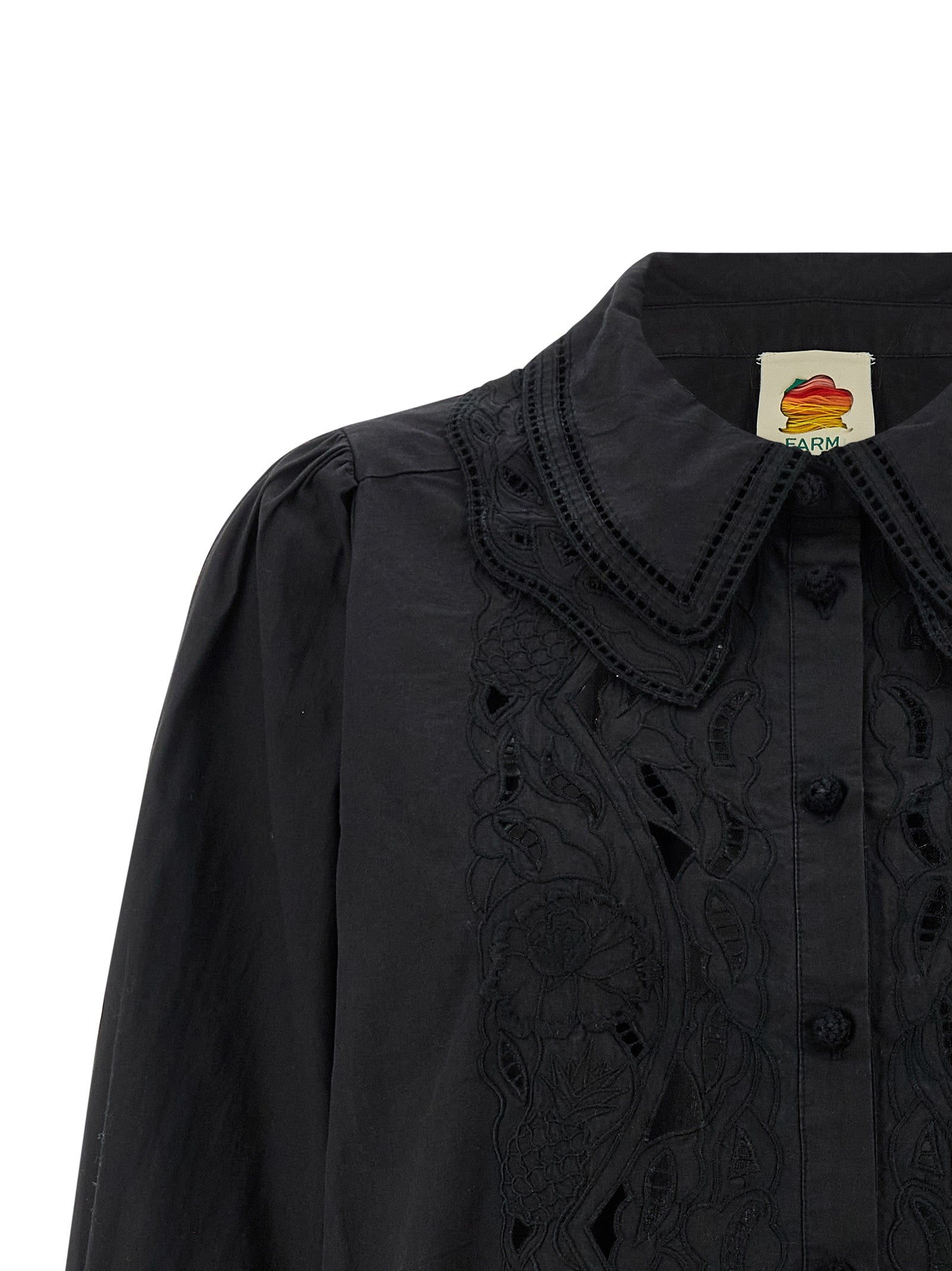 Farm Rio Black Embroidered Shirt