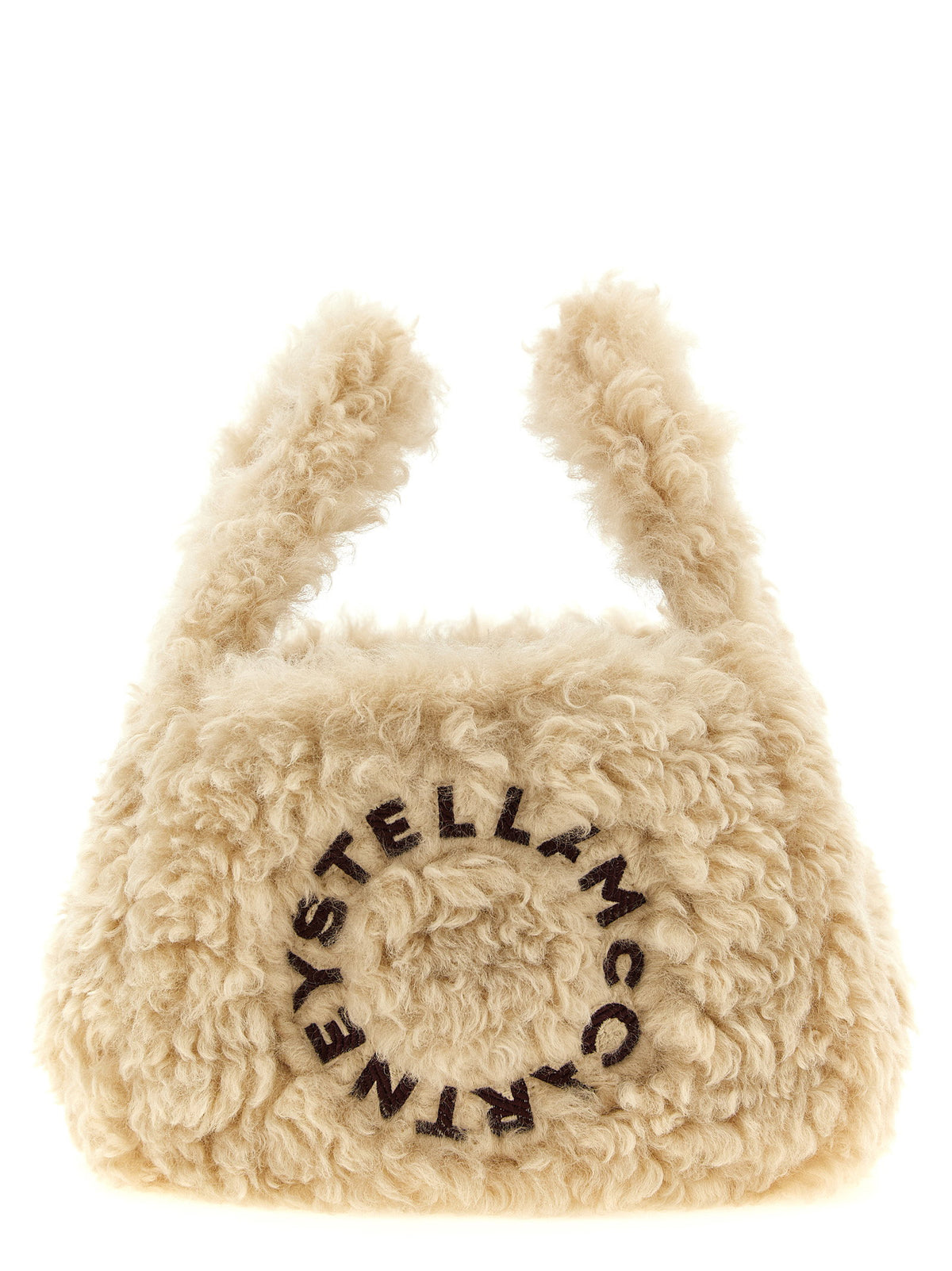 Stella Mccartney Shearling Logo Shoulder Bag