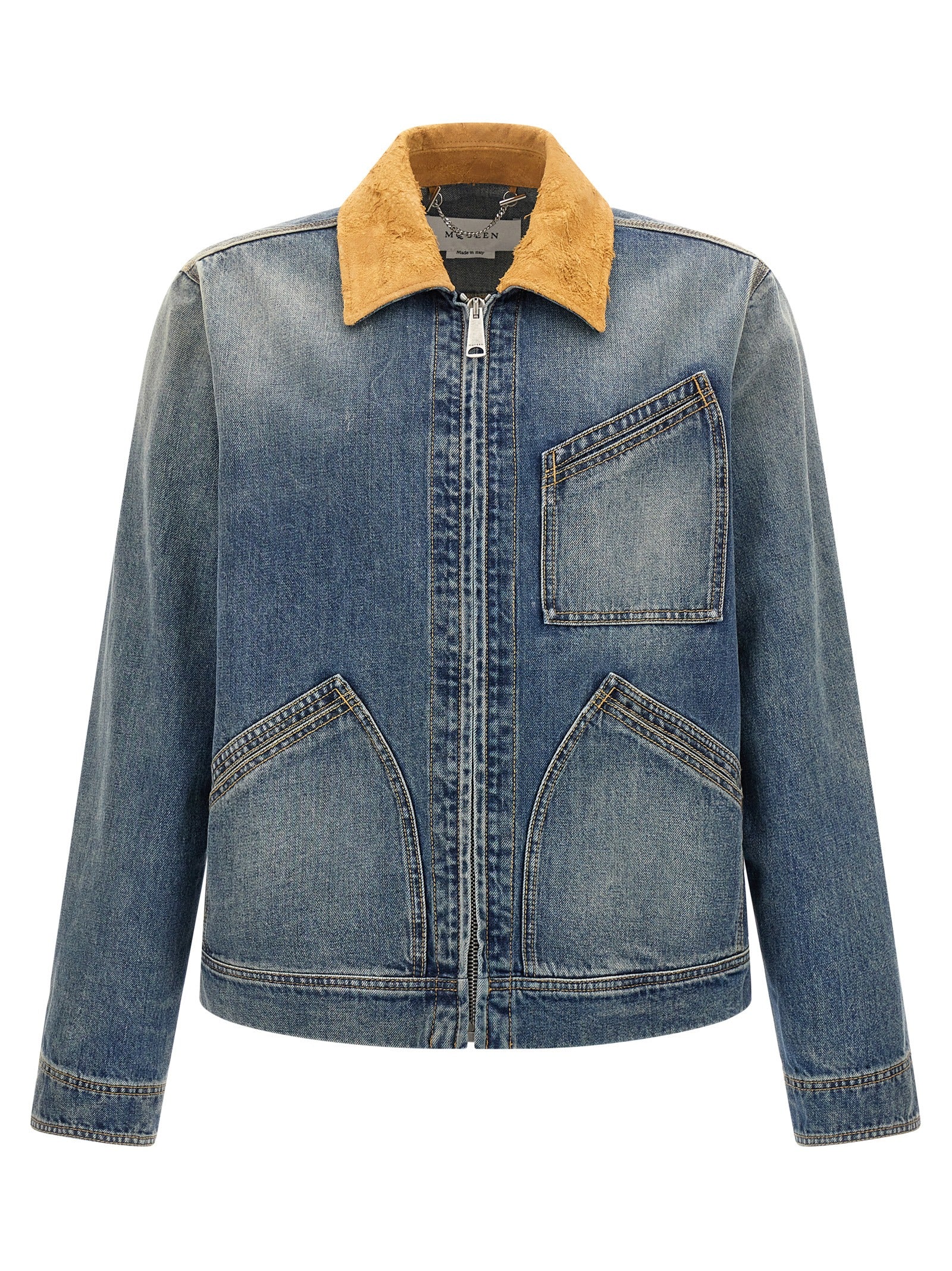 Alexander McQueen Mcqueen Suede Denim Jacket