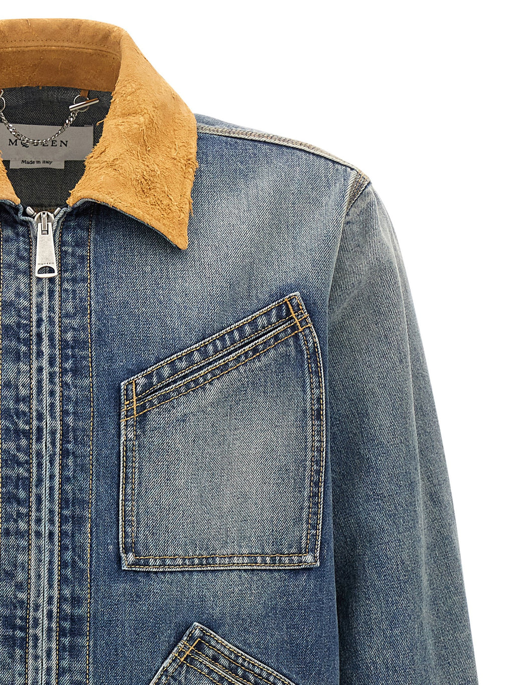 Alexander McQueen Mcqueen Suede Denim Jacket