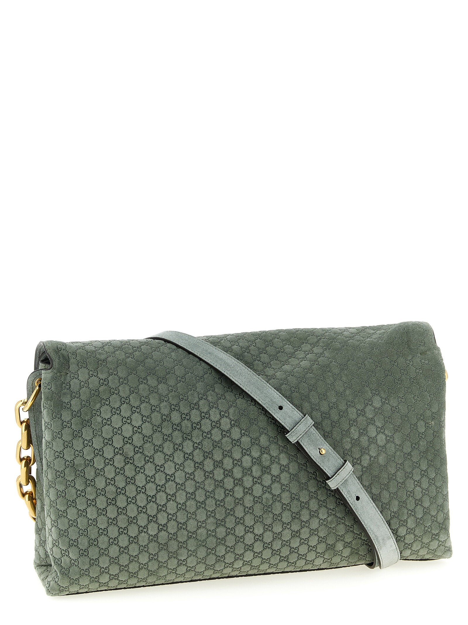 Gucci Gg Large Suede Shoulder Bag