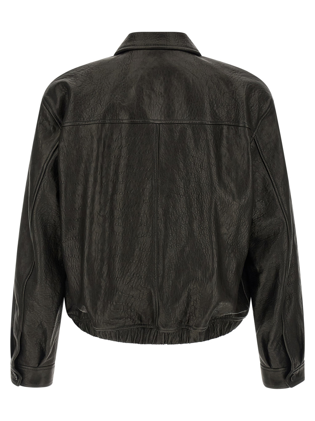 Saint Laurent Hammered Leather Bomber Jacket