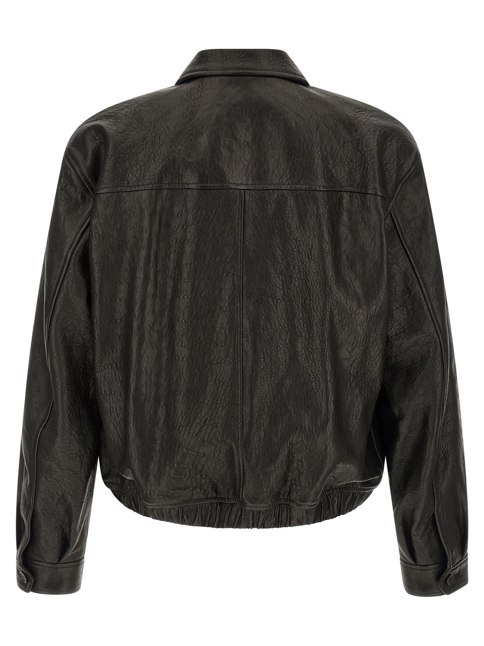 Saint Laurent Hammered Leather Bomber Jacket