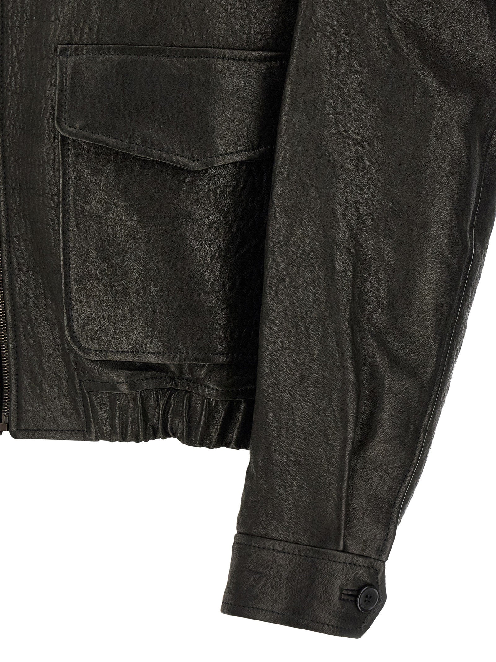 Saint Laurent Hammered Leather Bomber Jacket