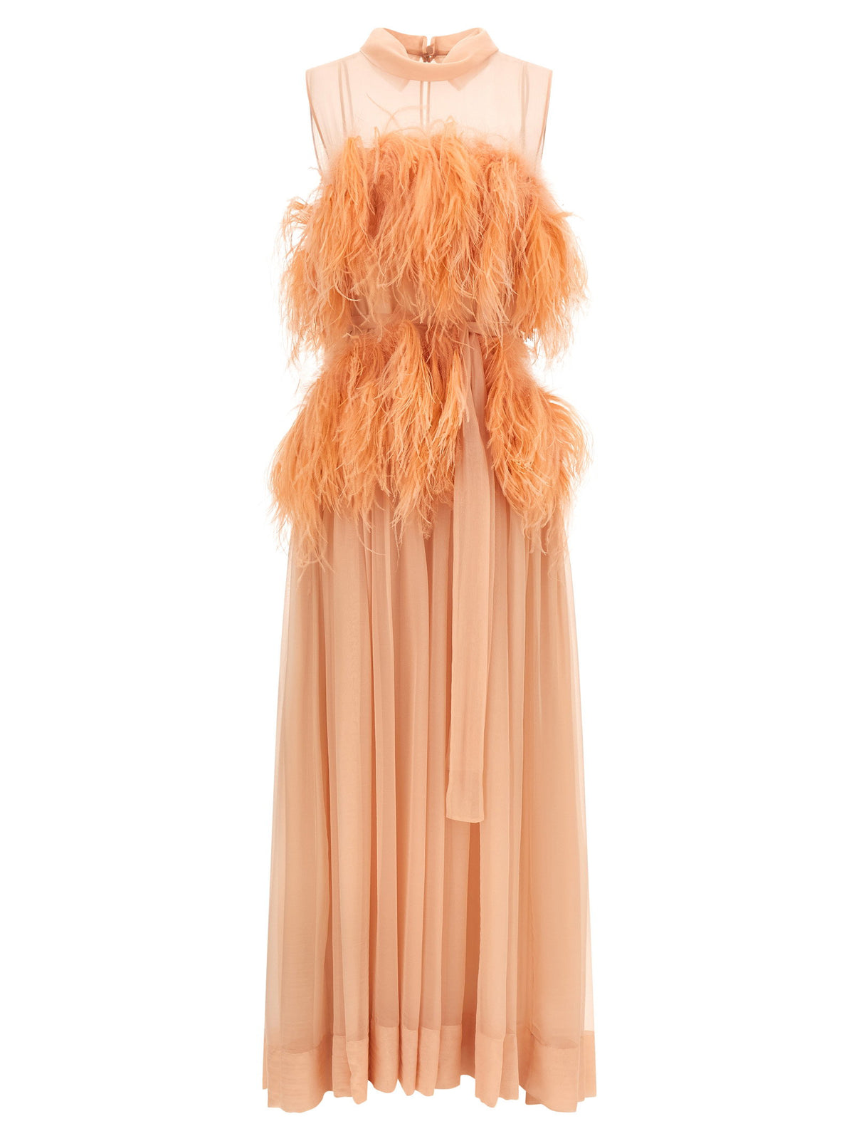 Alberta Ferretti Chiffon And Feather Dress