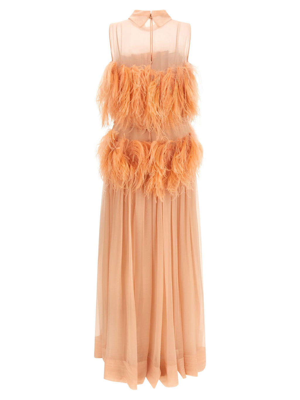 Alberta Ferretti Chiffon And Feather Dress