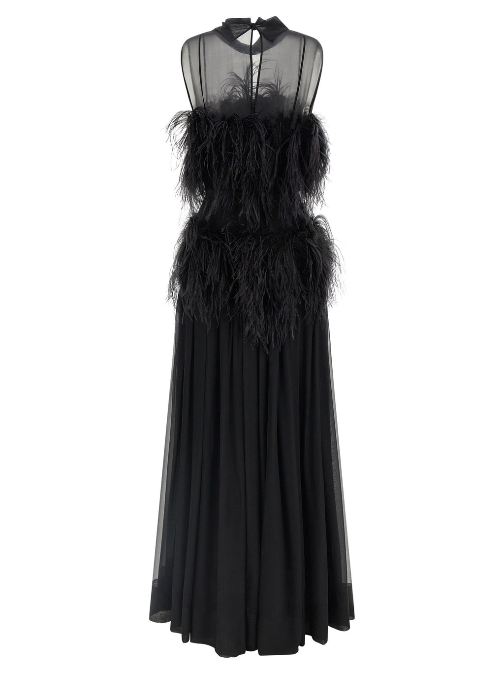 Alberta Ferretti Chiffon And Feather Dress