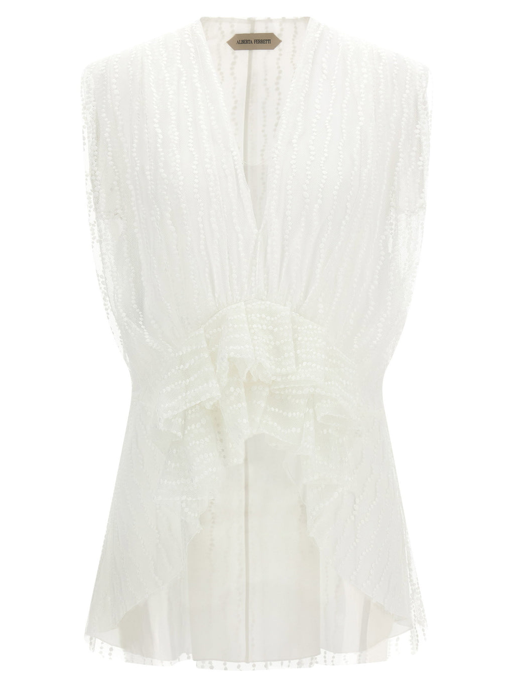 Alberta Ferretti Asymmetrical Tulle Top