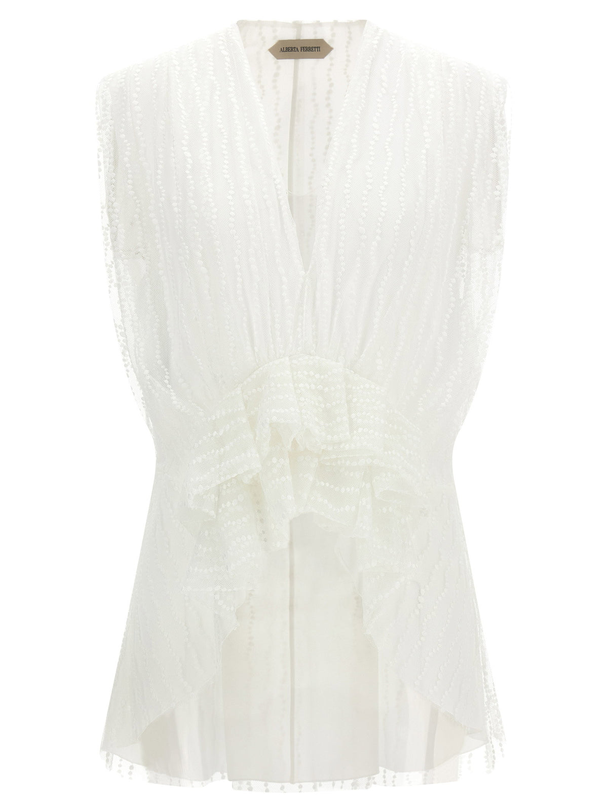 Alberta Ferretti Asymmetrical Tulle Top
