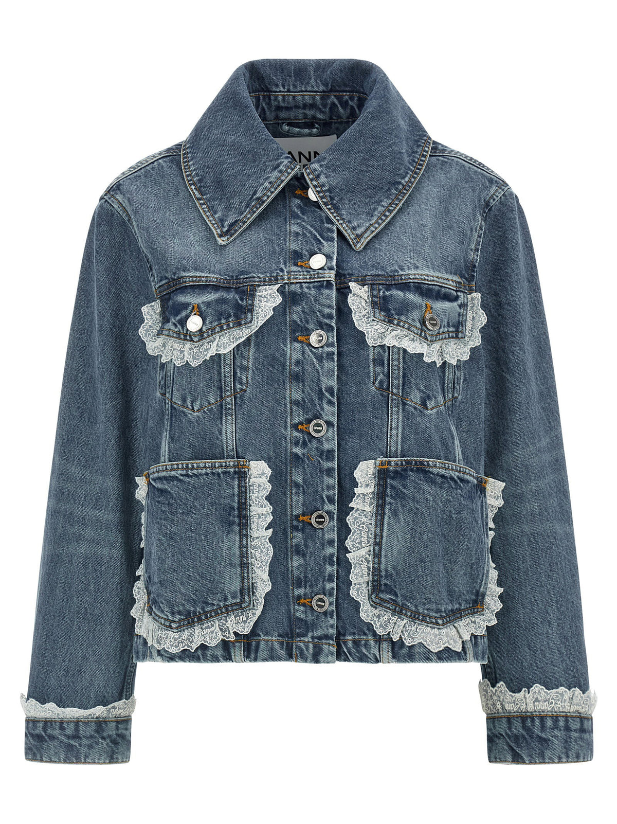 Ganni Denim And Lace Jacket