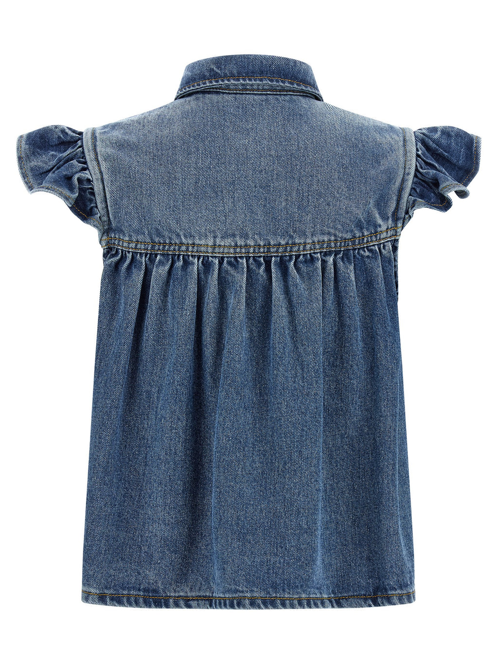 Ganni Denim Ruffle Top