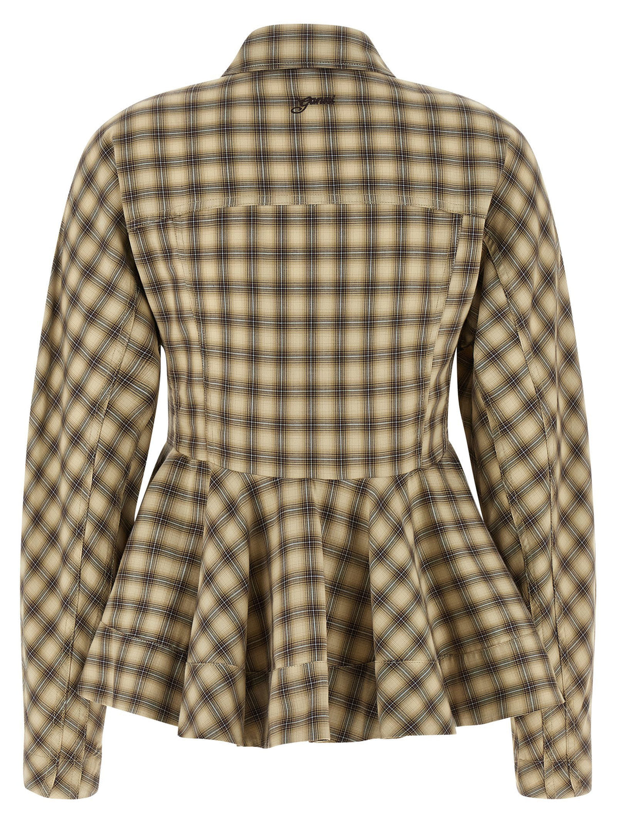 Ganni Check Flannel Peplum Shirt