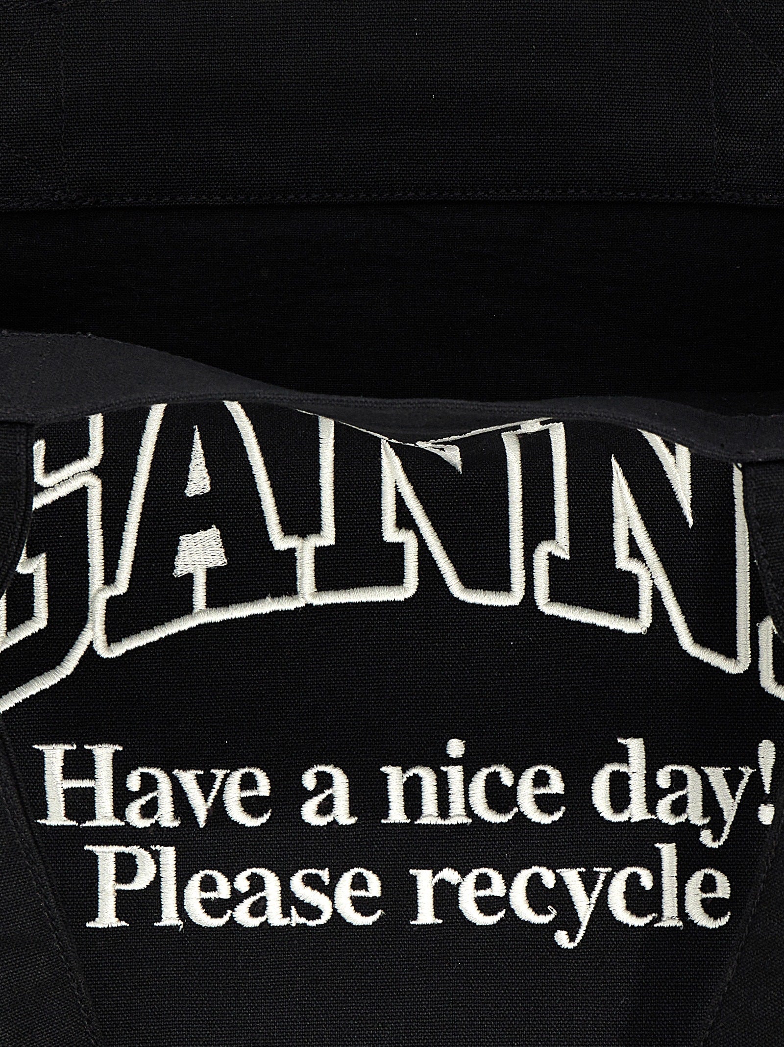 Ganni Large Easy Shopper Contrasted Logo Shopping Bag